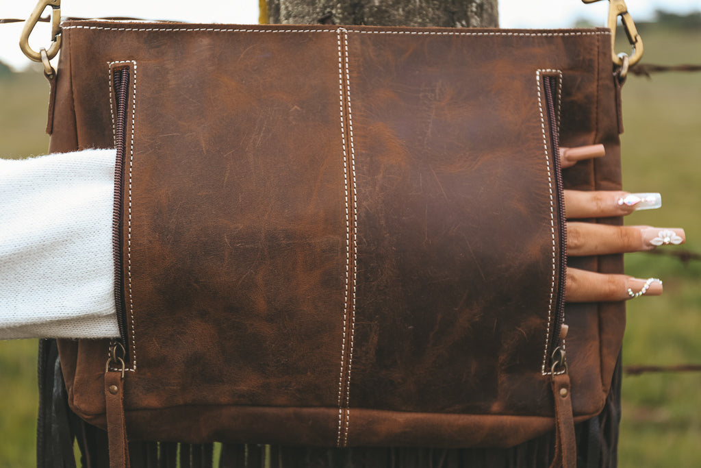 cowhide fringe concealed carry bag