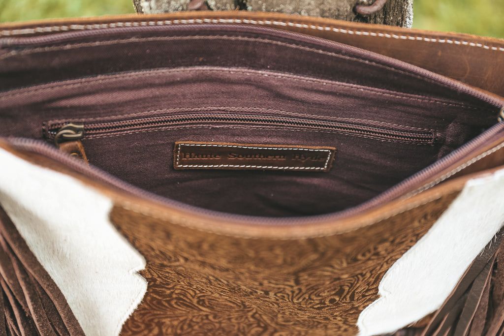 cowhide fringe concealed carry bag