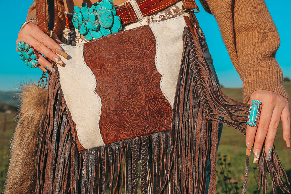 cowhide fringe concealed carry bag