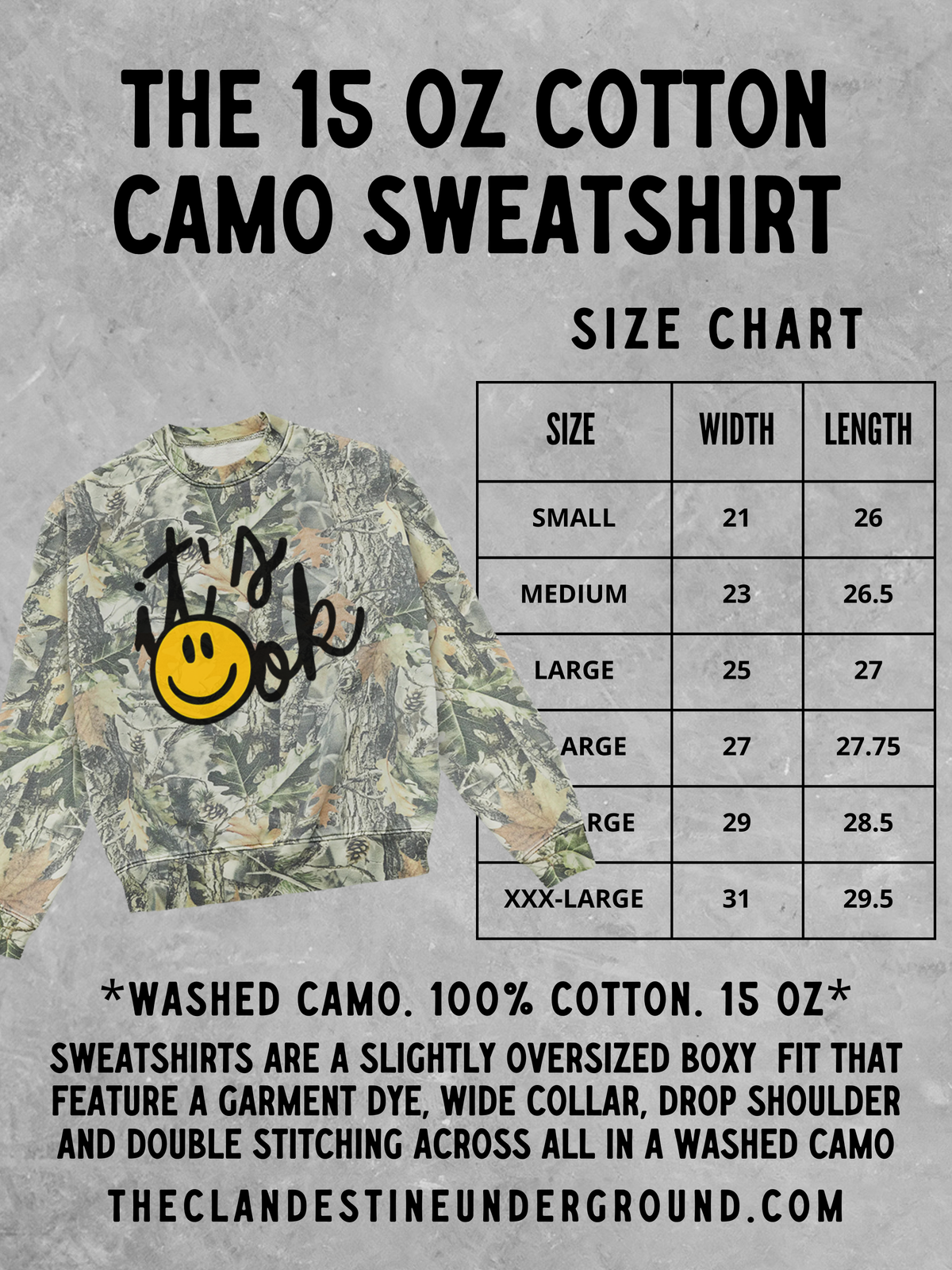 Underground Original Design: It's Ok, Camo Western Boxy Sweatshirt