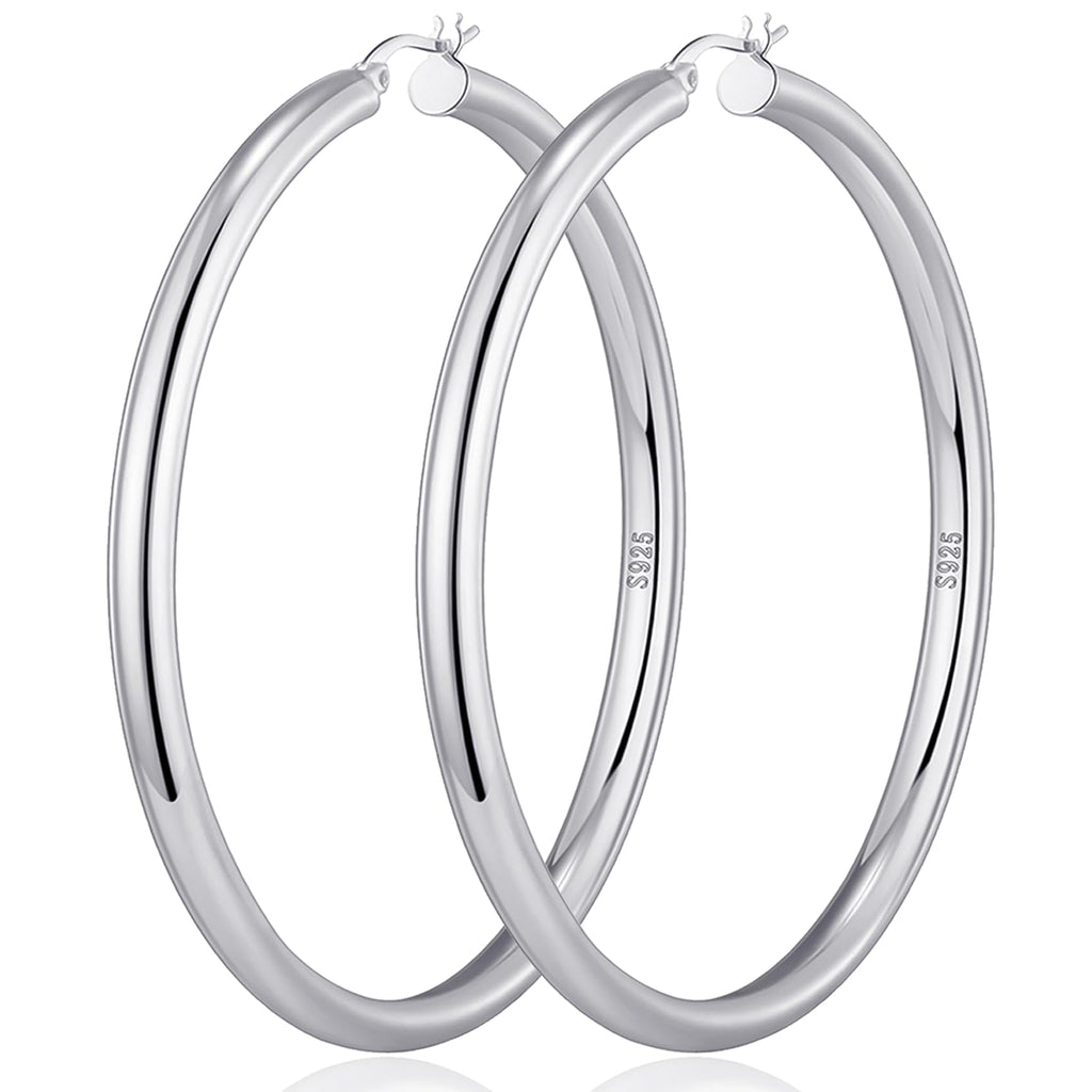 4mm Thick Gold Chunky Earrings Steling Silver Post Hoops Earrings For Women Hollow Tube Hoops Earrings Thick Gold Hoop Earrings Hypoallergenic Lightweight Gold Hoop Large Earrings 20/30/40/50/60MM
