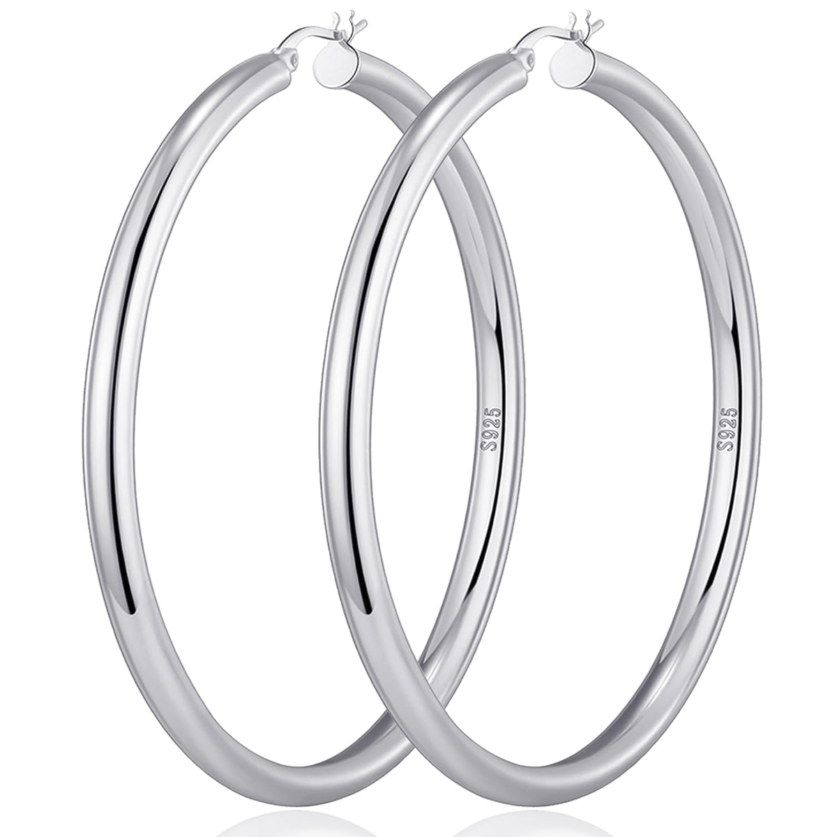 4mm Thick Gold Chunky Earrings Steling Silver Post Hoops Earrings For Women Hollow Tube Hoops Earrings Thick Gold Hoop Earrings Hypoallergenic Lightweight Gold Hoop Large Earrings 20/30/40/50/60MM