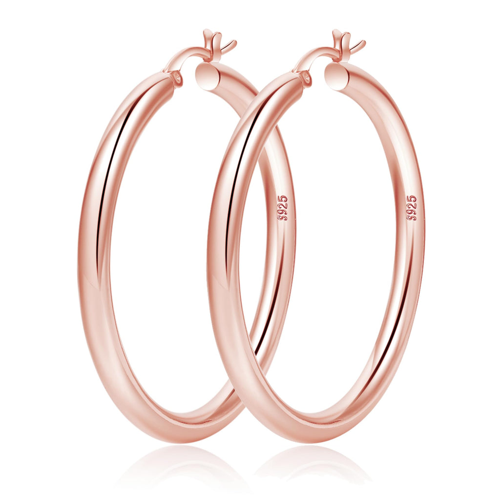4mm Thick Gold Chunky Earrings Steling Silver Post Hoops Earrings For Women Hollow Tube Hoops Earrings Thick Gold Hoop Earrings Hypoallergenic Lightweight Gold Hoop Large Earrings 20/30/40/50/60MM