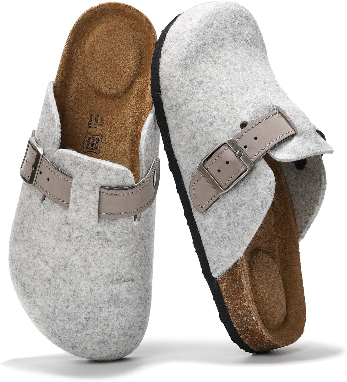 100% Genuine Leather Slip-on Footbed Clogs for Women - Fall Shoes for Women