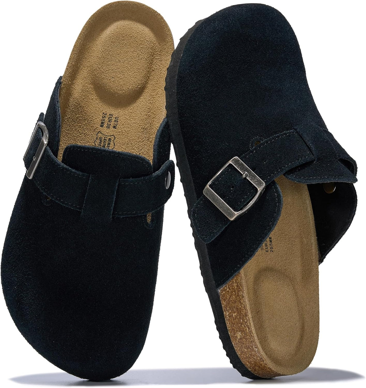 100% Genuine Leather Slip-on Footbed Clogs for Women - Fall Shoes for Women