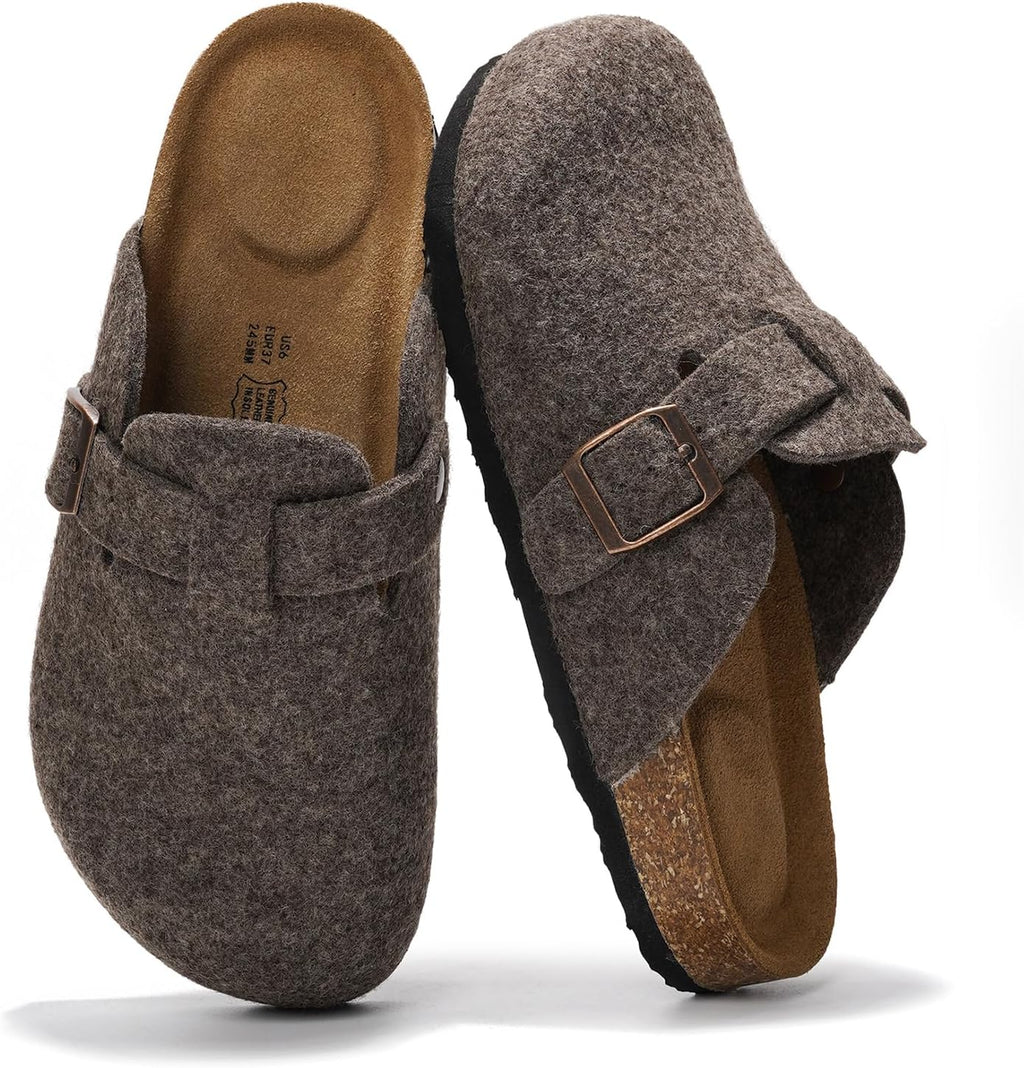 100% Genuine Leather Slip-on Footbed Clogs for Women - Fall Shoes for Women