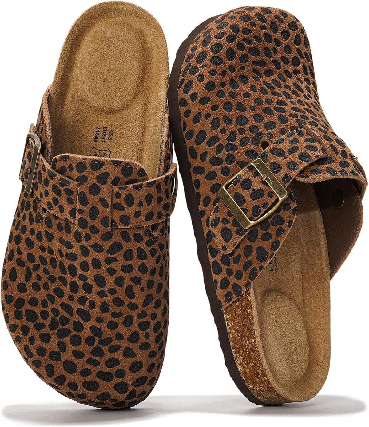 100% Genuine Leather Slip-on Footbed Clogs for Women - Fall Shoes for Women