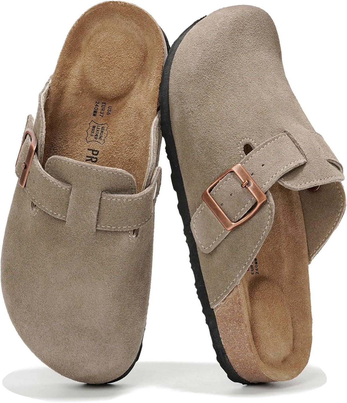 100% Genuine Leather Slip-on Footbed Clogs for Women - Fall Shoes for Women