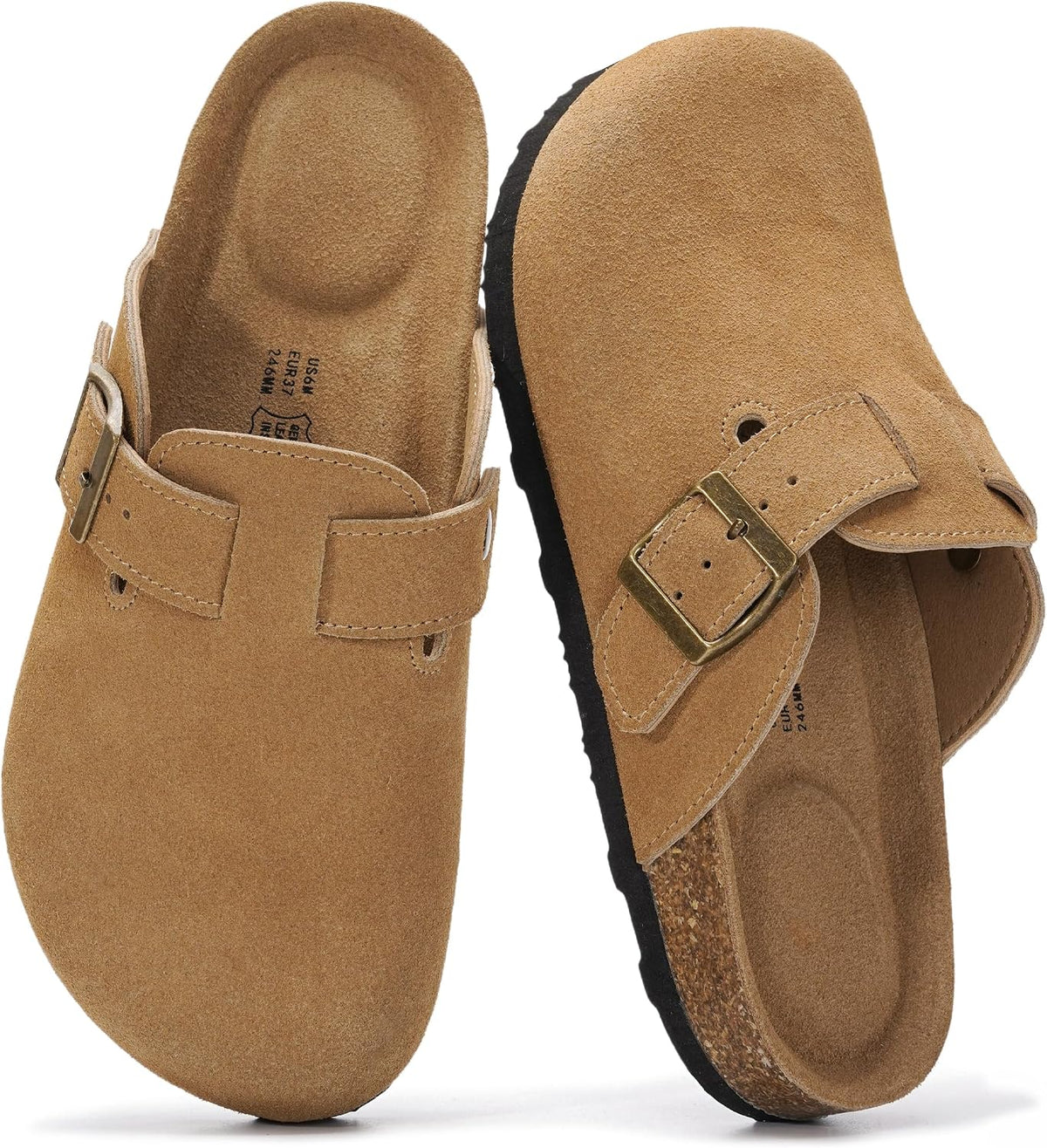 100% Genuine Leather Slip-on Footbed Clogs for Women - Fall Shoes for Women