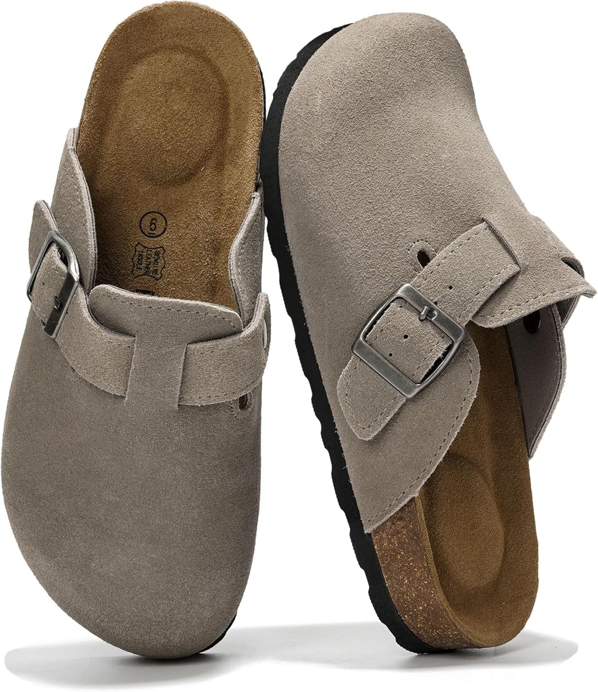 100% Genuine Leather Slip-on Footbed Clogs for Women - Fall Shoes for Women