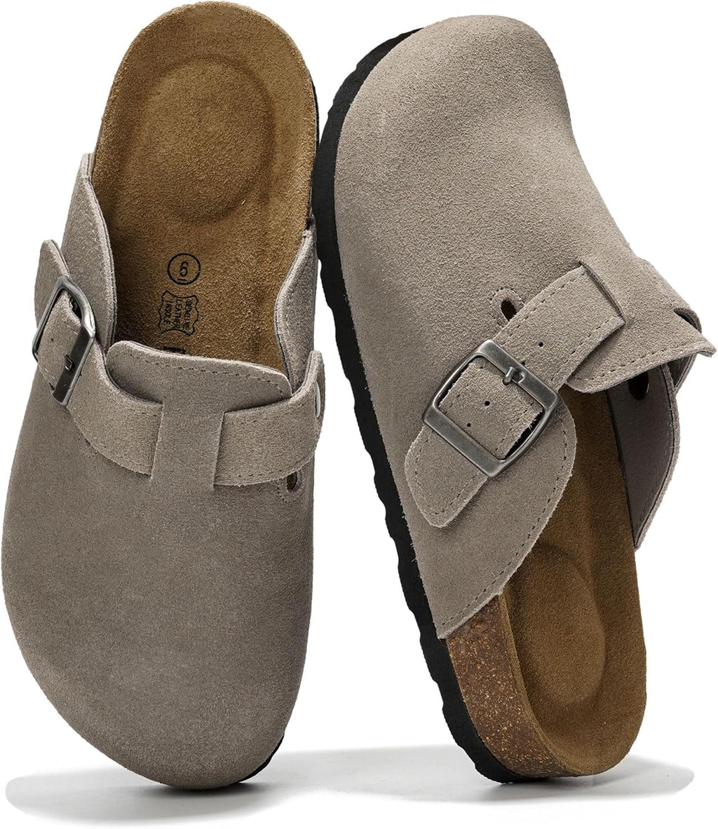 100% Genuine Leather Slip-on Footbed Clogs for Women - Fall Shoes for Women