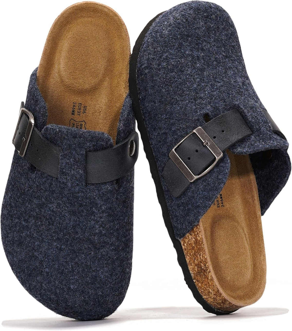 100% Genuine Leather Slip-on Footbed Clogs for Women - Fall Shoes for Women