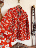 The Red Cactus Pearl Snap Top