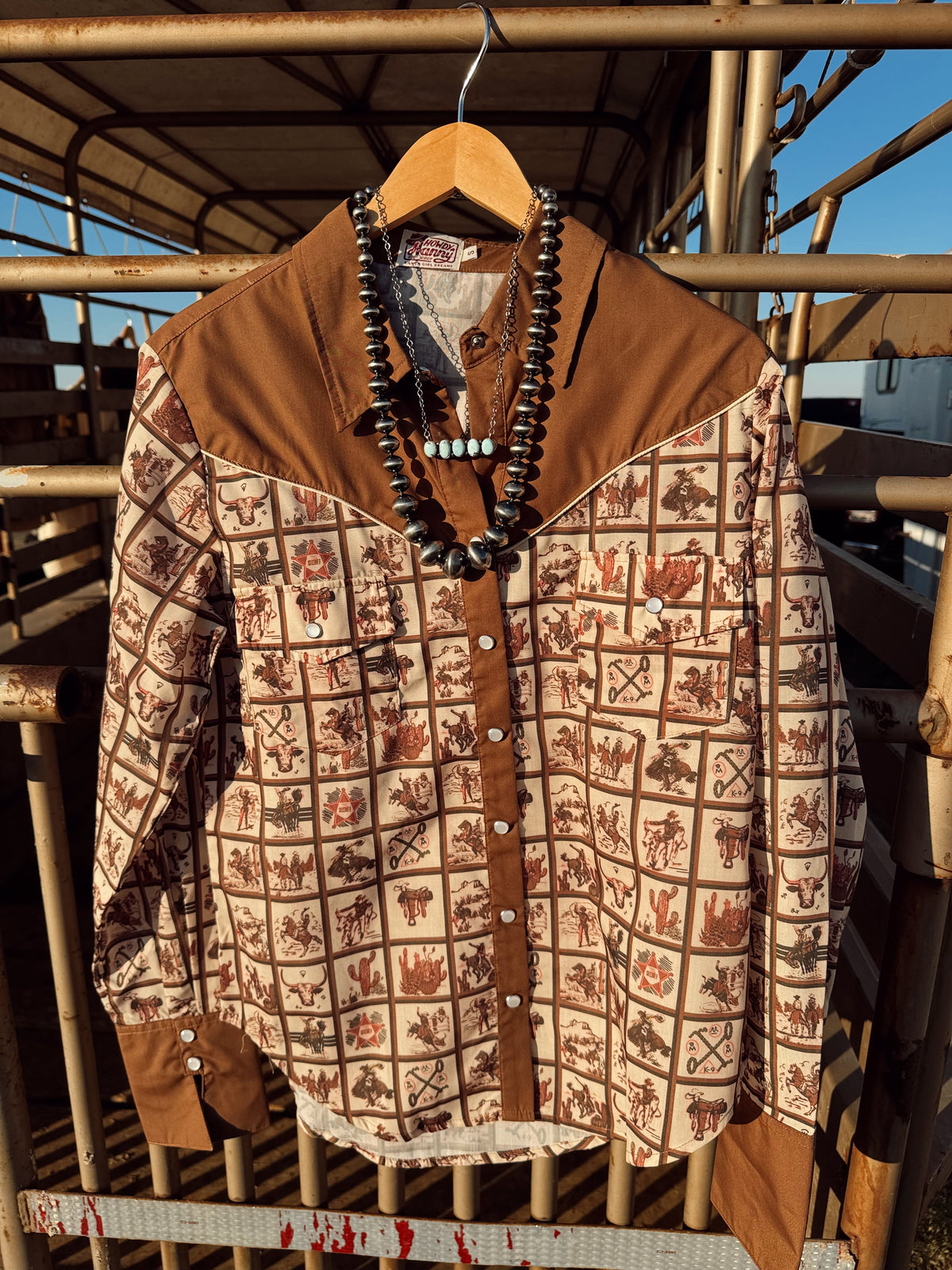 The Western Squares Pearl Snap Top