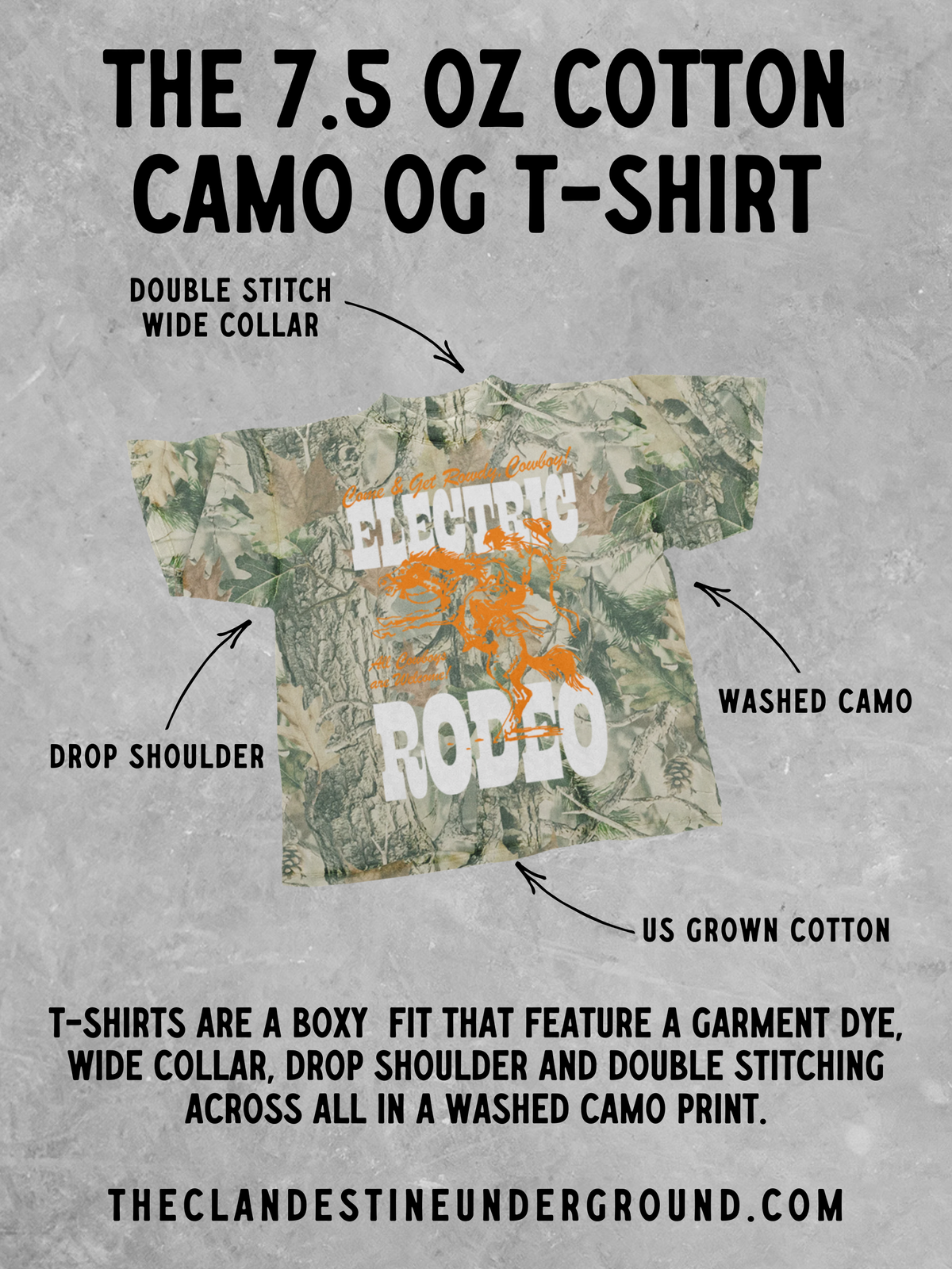 Underground Original Design: American Sweetheart, Camo Western Boxy Cotton TShirt