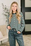 Won't Be Long Collared Sweater Button Down in in Hunter Green