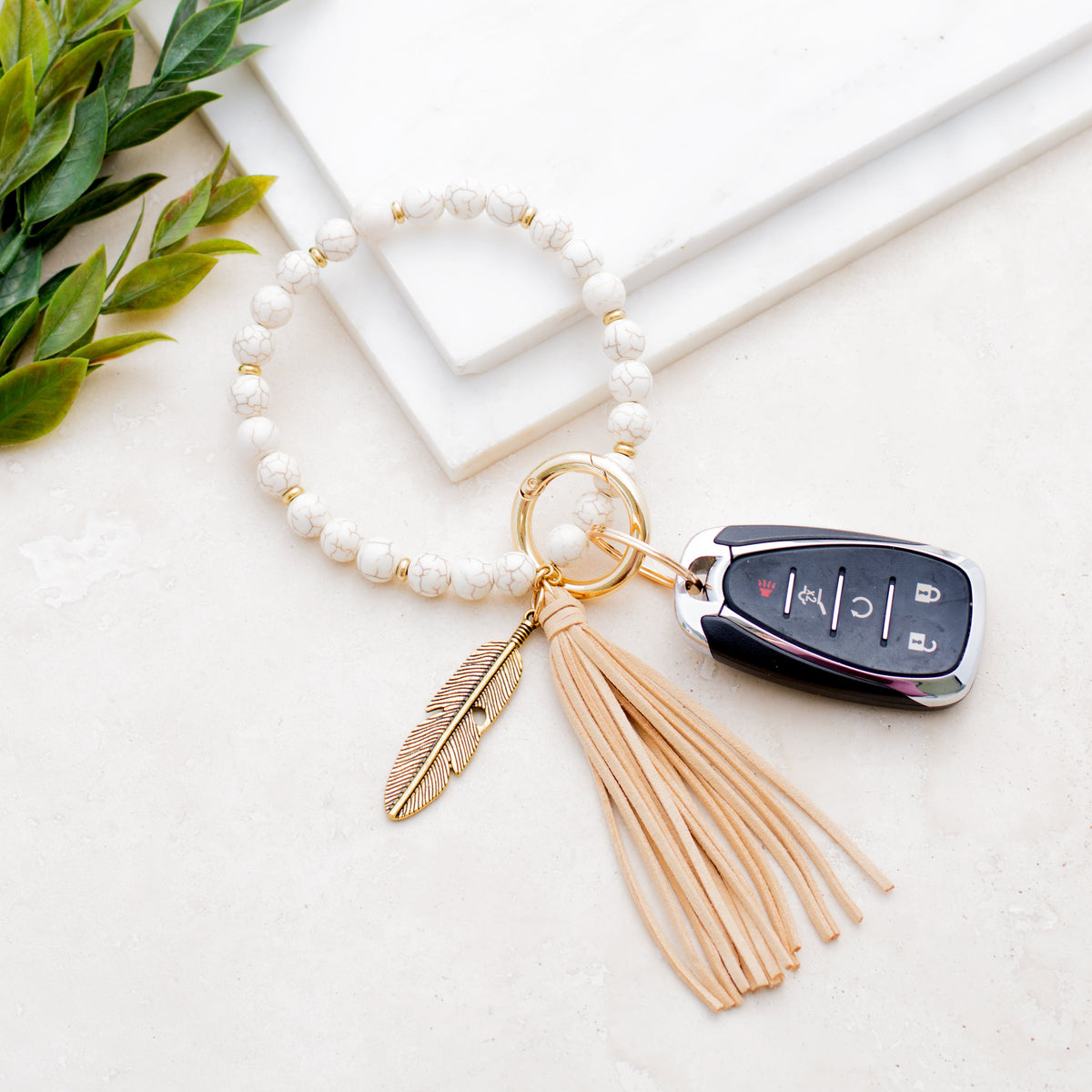 Boho Stone Key Ring Bracelet