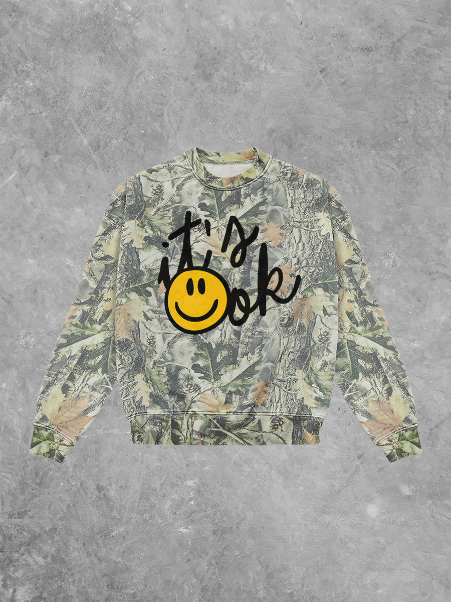 Underground Original Design: It's Ok, Camo Western Boxy Sweatshirt
