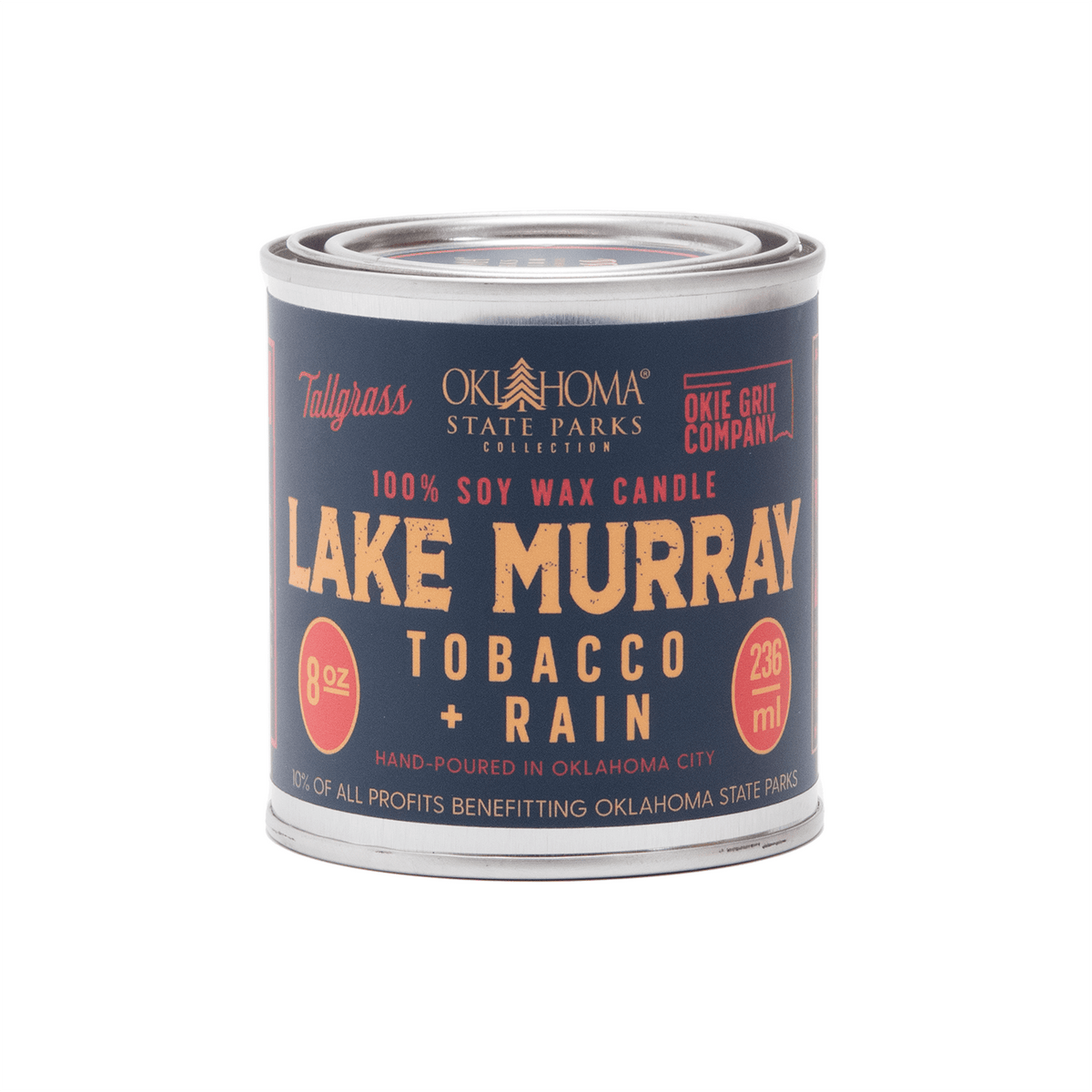 Lake Murray: Tobacco + Rain Soy Wax Candle