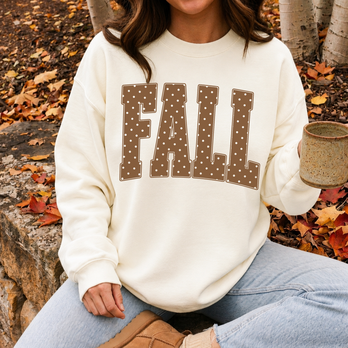 Fall Polka Dot graphic crewneck sweatshirt